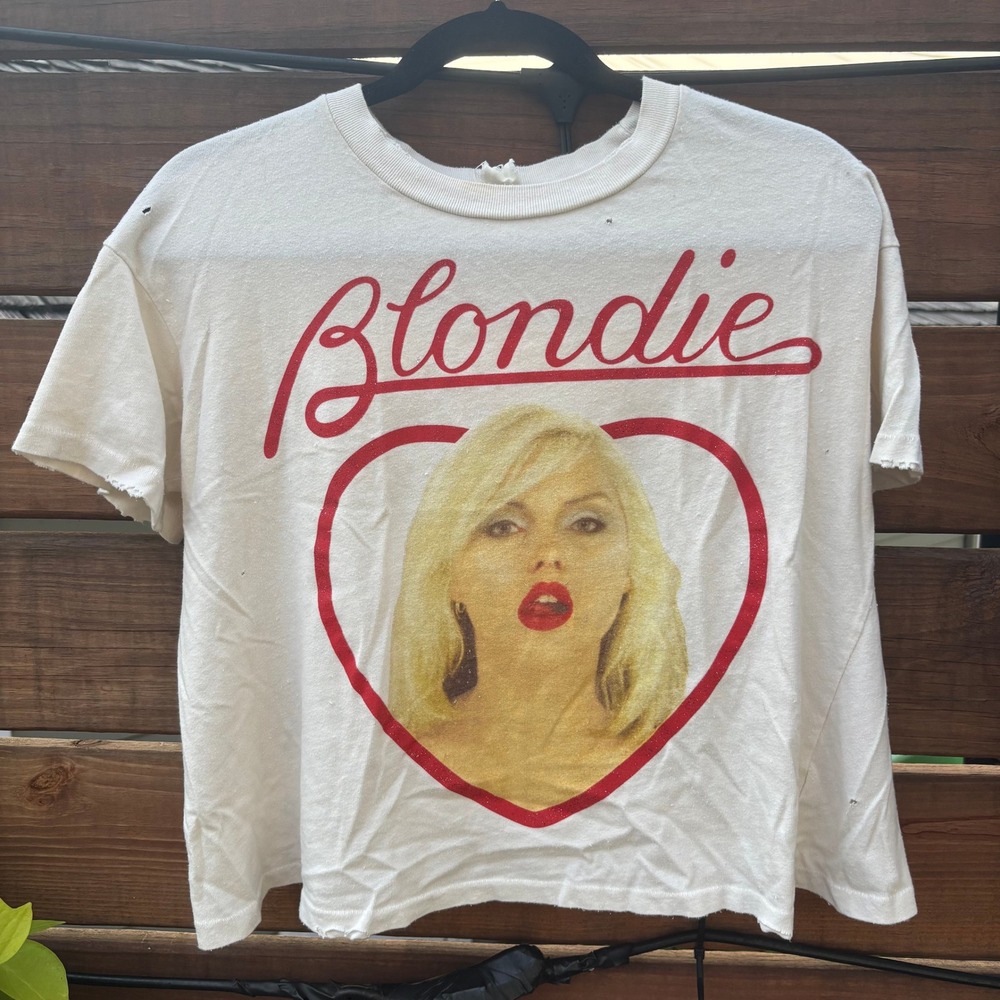 Madeworn Blondie Graphic Tee Womens Large Cream Good Distressed Heart Shirt